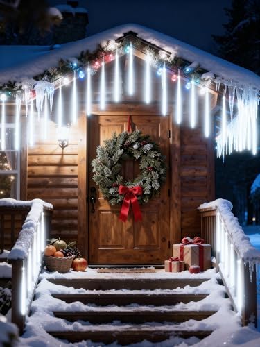Christmas Lights Outdoor 20 Tubes White Meteor Shower Icicle Lights 480 LED - Image 5