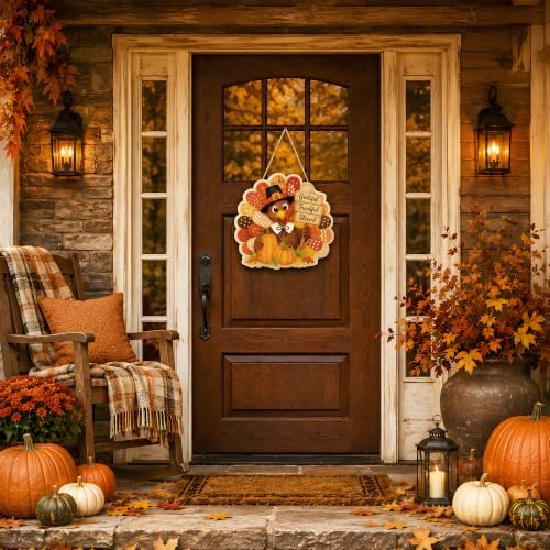 Thanksgiving Decorations - Hanging Wooden Sign for Front Door - Image 7