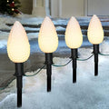 C9 Christmas Pinecone Path Marker Light,1 Pack 7 Ft Expandable Path Light String with 4 LED Pinecone Lights with 4 Stakes Waterproof Christmas Lawn Walkway Lane Marker Lighting Decoration, Green Wire by Romasaty