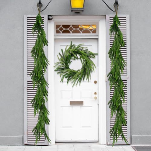 Christmas Norfolk Pine Garland Real Touch Pine Artificial Garlands Faux Greenery Garland Winter Christmas Garland for Table Mantle Fireplace Indoor Outdoor Xmas Decorations - Image 5