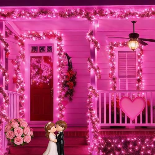 LAMPHOME Pink Christmas Valentine's String Lights 100 Mini Incandescent Fairy Light Decor 20 Ft Green Wire Indoor & Outdoor Party Patio Bedroom, Xmas Tree Garland Easter Holiday Decoration - Image 7