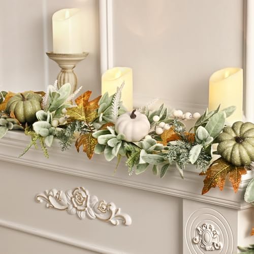 Waipfaru Fall Decor, 6 Ft Fall Garland for Mantle - Image 6