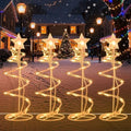 Spiral Christmas Tree Pathway Lights 4 Pack - Warm White Spiral Lighted Christmas Lights Waterproof - Plug in Collapsible Pathway Light for Outdoor Indoor Christmas Yard Decorations by HEISOK