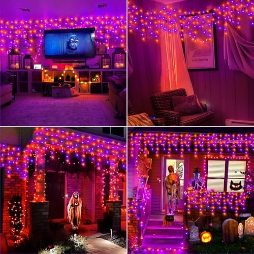 KNONEW 33FT 400 LED Orange Purple Halloween Lights Outdoor for Decorations - Image 5