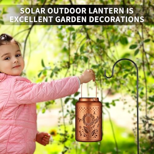 Solar Lanterns Outdoor Waterproof Hummingbird Garden Decor Christmas Gifts for Women Mom Grandma Hanging Lights Metal Decoration Outside for Yard, Patio,Backyard,Porch(Dragonfly and Sunflower) - Image 5