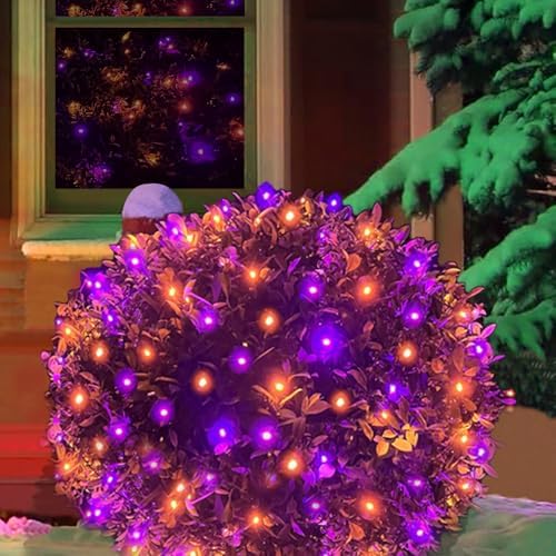 HISHINY Halloween Lights Outdoor,144LED 6ftx6ft Purple and Orange Net Lights with Connectable, Waterproof,UL Certified and Durable Black Wire Design for Bushes,Trees, Outdoor Indoor Party Decorations by HISHINY