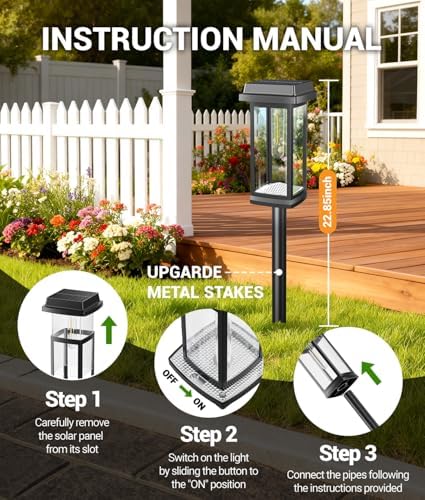 Solar Pathway Lights Outdoor, 4 Pack Upgraded Solar Garden Lights Solar Powered, Solar Lights Outdoor Waterproof IP65, 15 Hours Outdoor Solar Lights for Yard Patio Landscape Walkway Driveway Decor - Image 4