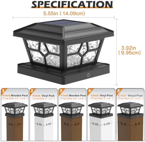 SIEDiNLAR Solar Post Lights Outdoor, 1 Pack, 4 Modes, 40 LEDs, Black - Image 2