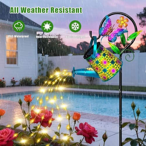 Solar Garden Lights Outdoor,Butterfly Watering Can Light, Waterproof Decor - Image 3
