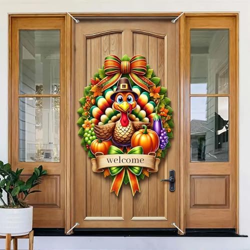 BlissYard Thanksgiving Turkey Door Cover Fall Decor 35 x 71 Inch by BlissYard