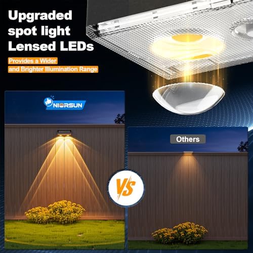 NIORSUN Solar Fence Lights,16 Pack Deck Light,Led Lights Warm White Outdoor Wall Lights,IP45 Solar Powered Light Waterproof for Backyard/Pool/Railing/Patio/Porch/Step/Outside/Garden (Black) - Image 3