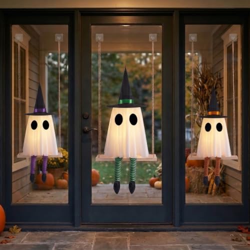 Halloween Swinging Ghost Outdoor Decor, Spooky Hanging Ghosts Decorations - Image 5