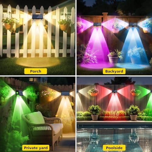 T-SUN Solar Fence Lights Outdoor, 8 Mode RGB & Warm White Fence Solar Light - Image 6