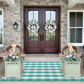 Ckorzen Green and White Plaid Rug, 4' x 6' Spring Outdoor Front Porch Door Decor Mat, Washable Cotton Woven Farmhouse Area Rug for Layered Door Mats Carpet, Entryway, Easter Décor by Ckorzen