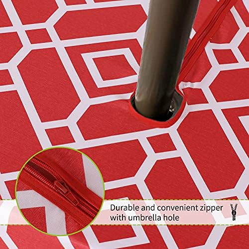 LUSHVIDA Moroccan Round Outdoor Tablecloth with Umbrella Hole 60 Inch Red - Image 5
