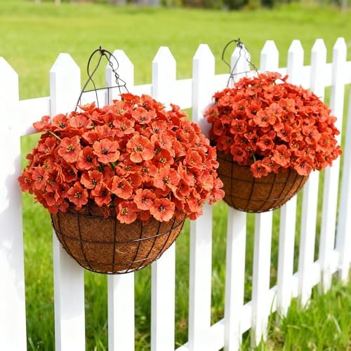 Artificial Fall Flowers for Outdoor Faux Plants for Spring Summer Decoration, UV Resistant Realistic Silk Plastic Fake Autumn Fall Flowers Garden Porch Patio Balcony Yard Front Home Decor, 24 Bundles - Image 6
