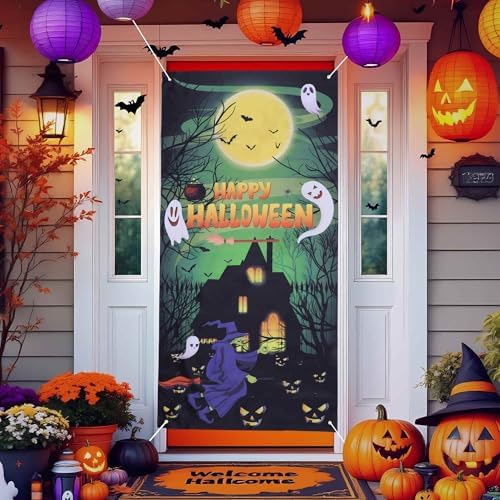 Halloween Decorations Door Cover Decor Trick-or-Treat Front Porch Sign Banner by BULLSPANN