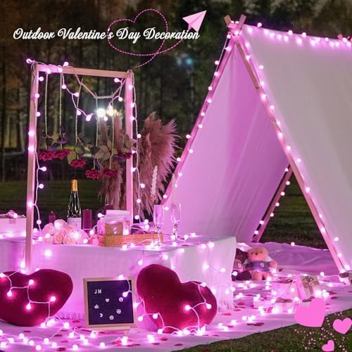 JMEXSUSS 33FT 100 LED Pink Globe String Lights Battery Operated 8 Modes - Image 2
