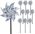 Hausse 10 Pack Reflective Pinwheels with Stakes (Assembly Required), Extra Sparkly Pin Wheel for Garden Decor, Bird Repellent Devices Deterrent to Scare Birds Away from Yard Patio Farm by Hausse
