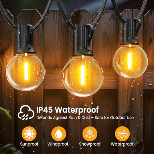 Outdoor String Lights 200FT,G40 100+4 Bulbs String Lights for Outside - 2700K Warm White, 25000H Long Life, IP45 Waterproof & Shatterproof, Mains Powered Garden Lights for Gazebo/Patio - Image 2