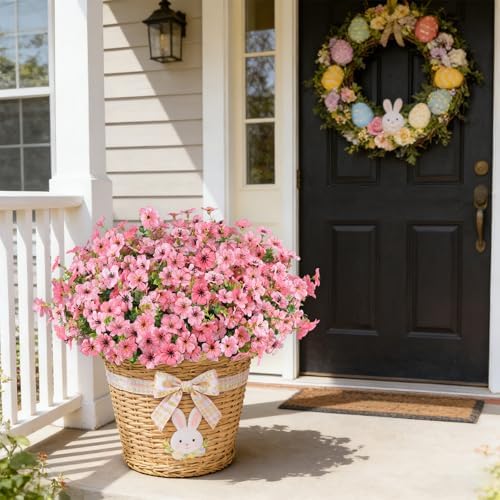 16PCS Artificial Pink Flowers for Outdoors, Fake Silk Pink Flowers - Image 6