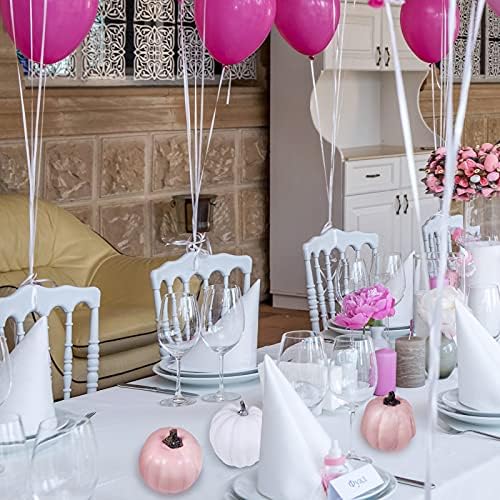 Winlyn 7 Pcs Assorted Sizes Fall Artificial Peach Pink Pumpkins Harvest Faux Foam Light Pink Pumpkins for Fall Autumn Season Halloween Thanksgiving Harvest Festive Tabletop Decoration - Image 5