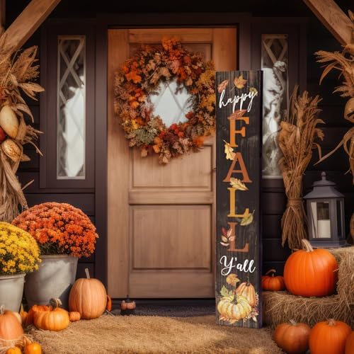 Farmhouse Fall Porch Signs Outdoor 47" Wooden Happy Fall Porch Decorations for Home Large Maple Pumpkin Autumn Vertical Sign Outside Thanksgiving Decoration for Autumn Party Decor Home - Image 6