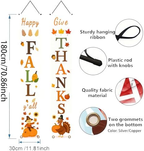 HOMETITUTE Happy Fall Yall Porch Banner Set 12 x 71 Inch - Image 3