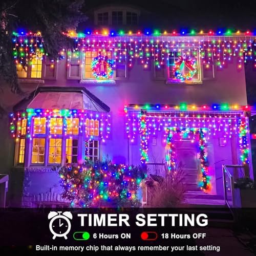 98FT 1216 LED Icicle Lights for Outside, 8 Modes 228 Drops, Multicolor - Image 2