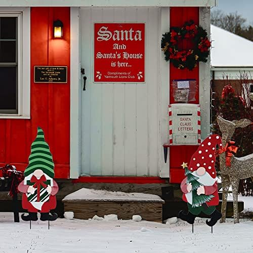 YEAHOME Outdoor Christmas Decorations for Home, Decorative Garden Stakes 2 Pack Gnomes for Christmas Decor, Metal Yard Signs Xmas Decorations for Outside Garden Yard Lawn Patio Holiday Party - Image 5