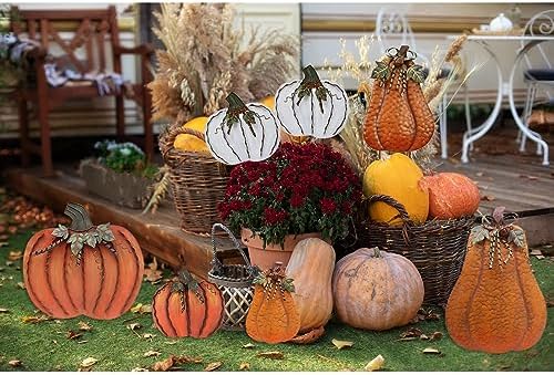 Metal Pumpkin Stakes Yard Signs Fall Decor Decorative Lawn Garden Stake - Image 2