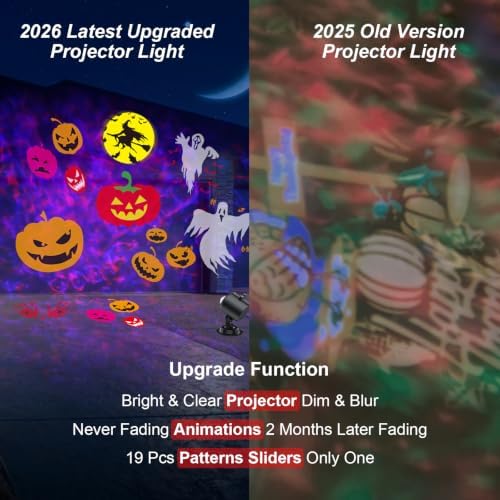 Brighter Halloween Decorations Projector Lights, 2026 Upgraded Holiday Projectors, Christmas Projector with 19 HD Replaceable Slides (Ocean Wave & Patterns), Waterproof Halloween Projector Light Show - Image 3