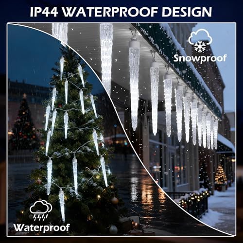Icicle Lights for Outside,20ft 480 LEDs Crystal Meteor Shower Icicle Lights,Waterproof Plug in Hanging Icicle Christmas Lights for Christmas Garden Tree Decor - Image 3