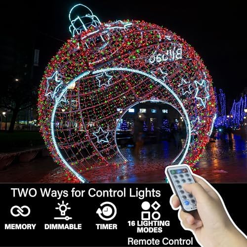 LAMPHOME Red and Green Christmas Lights, 66ft 200 LED String Lights,16 Modes Twinkle Fairy Light Plug in Waterproof for Indoor Outdoor,Christmas Tree Light for Holiday,Wedding Party,Xmas Decor - Image 4