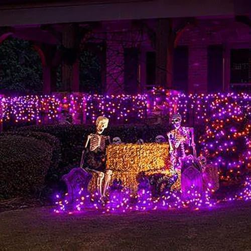 HISHINY Halloween Lights Outdoor,144LED 6ftx6ft Purple and Orange Net Lights with Connectable, Waterproof,UL Certified and Durable Black Wire Design for Bushes,Trees, Outdoor Indoor Party Decorations - Image 4