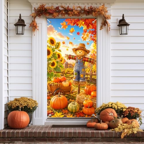 BlissYard Thanksgiving Scarecrow Door Cover 35 x 71 Inch - Image 7