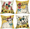 Fahrendom Funny Farm Animals Decorative Throw Pillow Covers 16×16 Set of 4 by Fahrendom