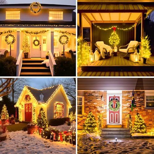 LAMPHOME Christmas Lights Indoor Outdoor, 21.6FT 100 LED Yellow Warm White String Lights Waterproof, Mini Fairy Lights Plug in for Christmas Tree, Bedroom, Classroom Decor,Mardi gras Lights Outside - Image 3