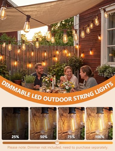20FT ST40 LED Outdoor String Lights, Vintage Edison Patio Lights with 22 Shatterproof Bulbs, Waterproof Hanging Outdoor Lights for Backyard Porch Deck Bistro Garden, Warm White 2700K, Brown Wire - Image 5