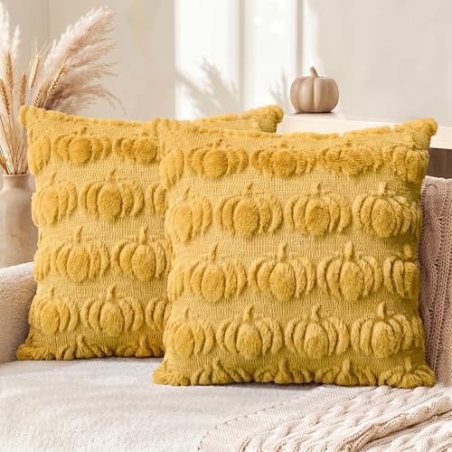 AVOIN colorlife Yellow Fall Pumpkin Throw Pillow Covers 20x20 Inch by AVOINcolorlife