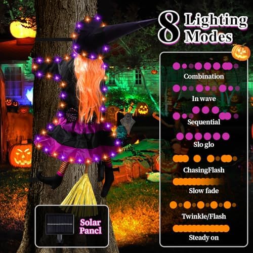 Halloween Decorations Outdoor, Solar Witch, Orange Purple - Image 4