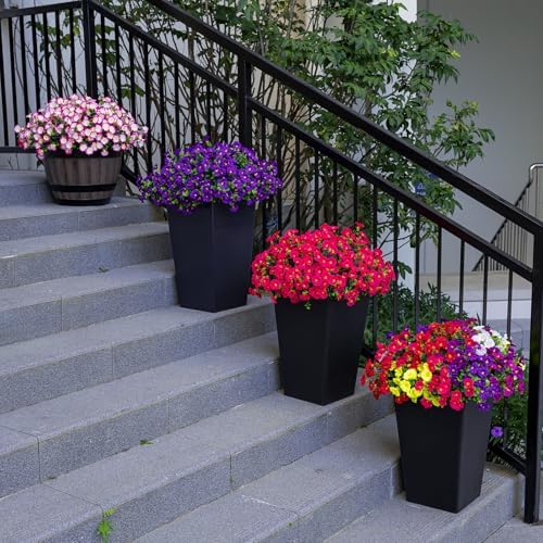 Artificial Faux Flowers for Outdoor 16 Bundles Fake Morning Glory,Rose Red - Image 6