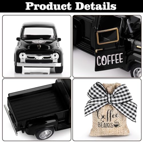 Hooqict Coffee Bar Decor Mini Metal Black Truck with Beans Burlap Sack for Home Farmhouse Kitchen Tiered Tray Decor Coffee Bar Accessories Coffee Station Decorations - Image 5