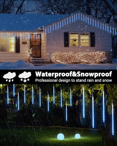 Flacchi Christmas Lights 20 Tubes Blue Meteor Shower Icicle Lights 480 LED - Image 5
