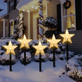 Mycznsyard Christmas Star Pathway Light 5 Pack Christmas Decorative Lights Battery Powered Waterproof LED Night Lights for Outdoor Ground Lawn Landscape Holiday Party Christmas Decor (Warm White) by Mycznsyard