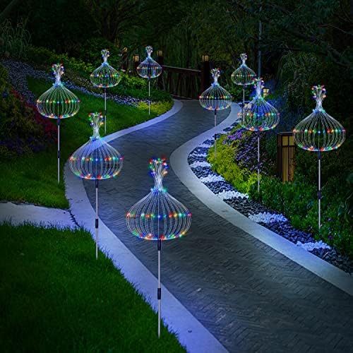 Maleyt 6 Pack Solar Garden Lights, Firework Lights, Decorative, 8 Lighting Modes with Remote 120 LED Twinkling Waterproof Landscape Outdoor Decor, for Pathway Backyard Walkway Patio - Image 6