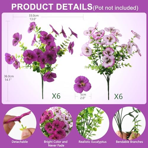 INQCMY Fake Artificial Pansy Flowers Plants for Outdoors UV Resistant - Image 3