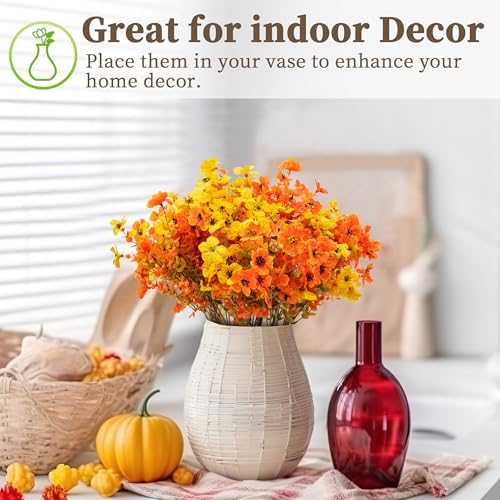 ColoPlay 16 Bundles Artificial Mums for Outdoors, Fake Flowers Fall Decor - Image 6