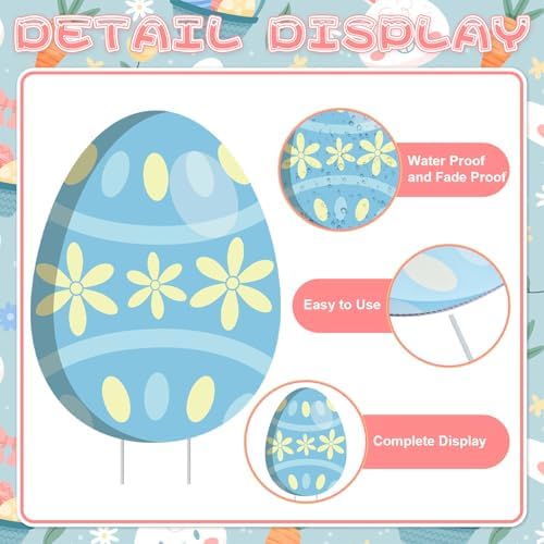 12-Piece Easter Bunny Yard Signs with Stakes Decorations – 6 Cute Rabbits & 6 Colorful Eggs 30 cm Large Outdoor Easter Lawn Signs for Garden, Driveway, Yard, and Spring Party Décor - Image 3