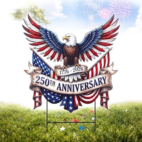 Yuntau 250th Anniversary Metal Eagle Yard Sign 15.7 Inch Garden Stake - Image 2